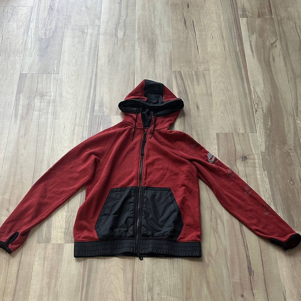 Men's Red and Black Nike Hooded Jacket